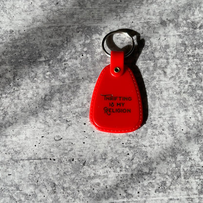 Thrifting is my religion Saddle Keychain (Glow in the dark)