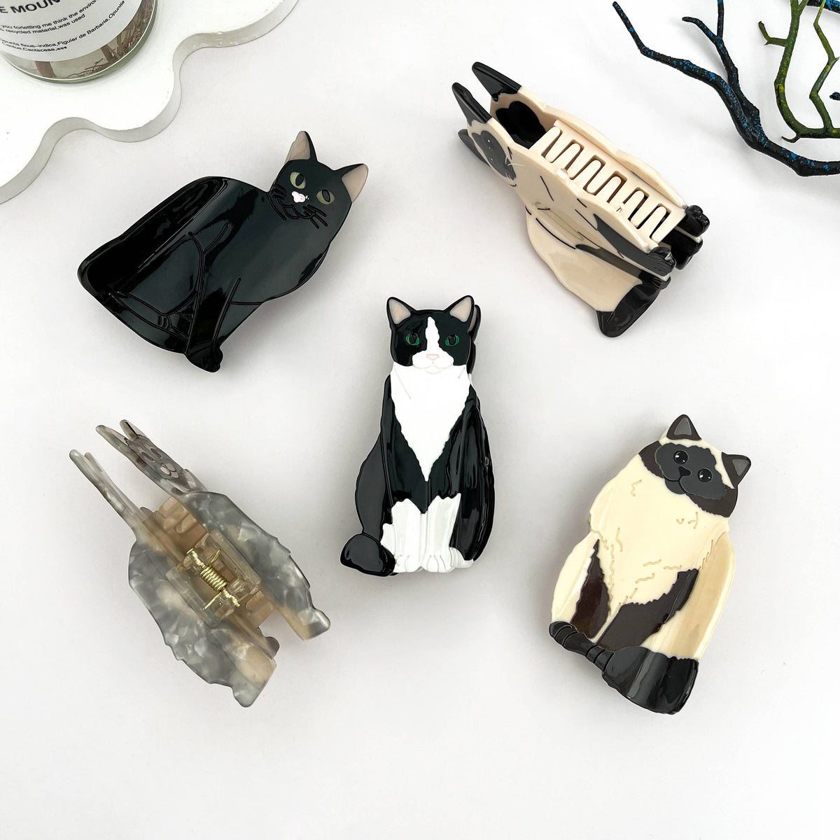 Black Cat Hair Claw Clip