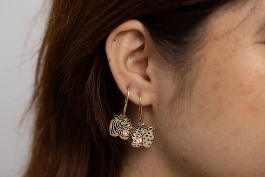 Tiger & Cheetah Earrings - Kristina Micotti Gold Jewelry