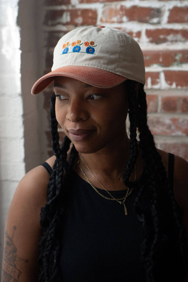 Flower Pots Two-Tone Dad Hat: Cream / Washed Red