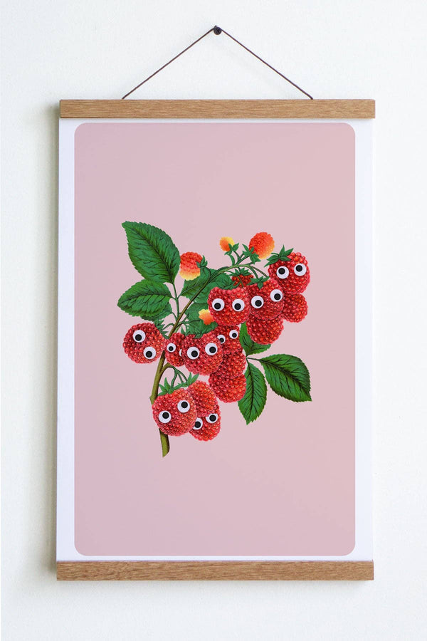 Googly Raspberries Print: Pink / Large - 12" x 18"