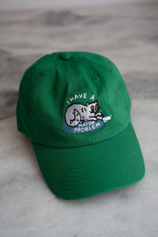 Major Problem Front & Back Hat | Embroidered Dad Hat: Kelly Green
