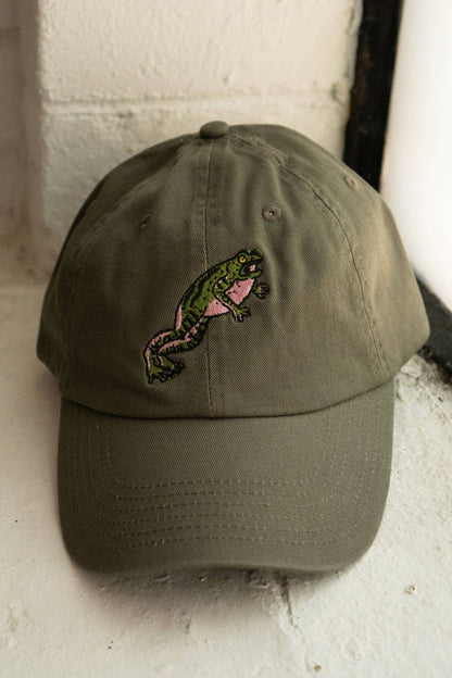 Jumpy Frog Dad Hat | Embroidered Dad Hat: Vintage Black
