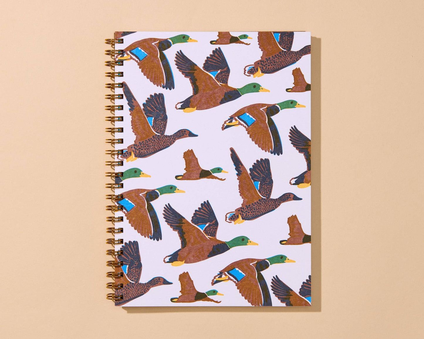 Letterpress A5 Lined Spiral Notebook—Flying Ducks