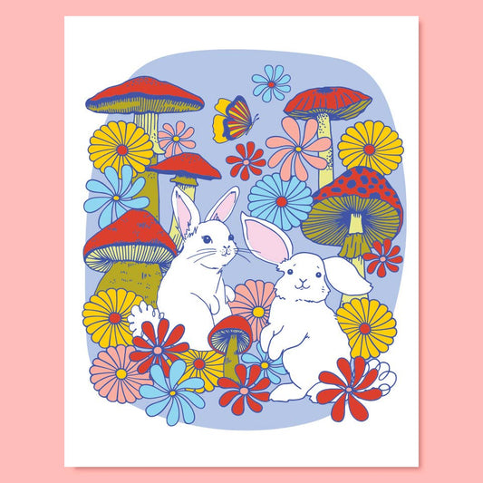 Mushroom Bunnies Print - 11 x 14