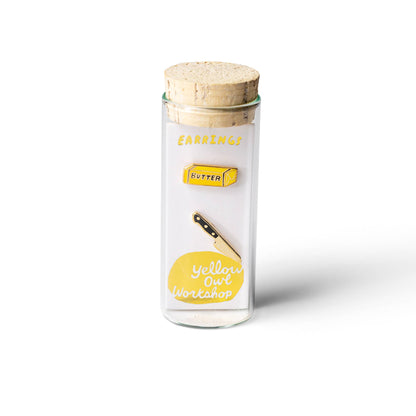 Butter & Knife Earrings | Foodie Mismatched Gold Studs