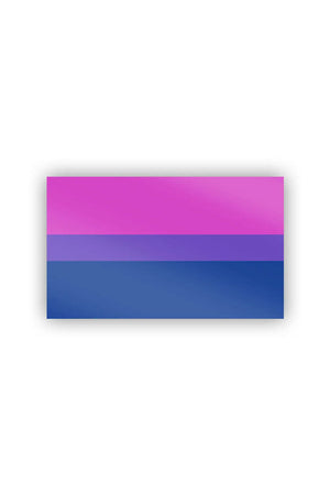 Vinyl Sticker of the Bisexual Pride Flag. the flag features horizontal lines of pink, purple, and blue. White background.