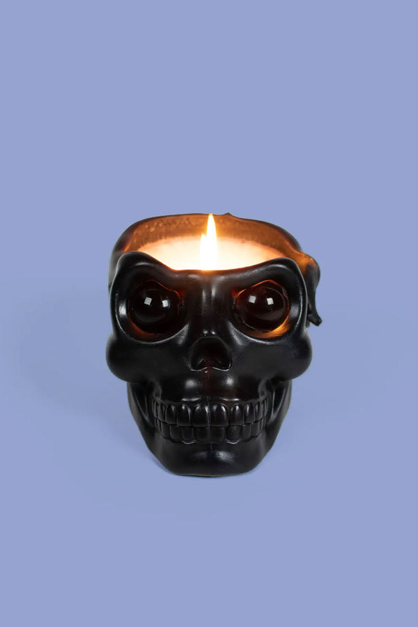 Skull Candle With Crystal Eyeballs - 20 Hr Burn, Black