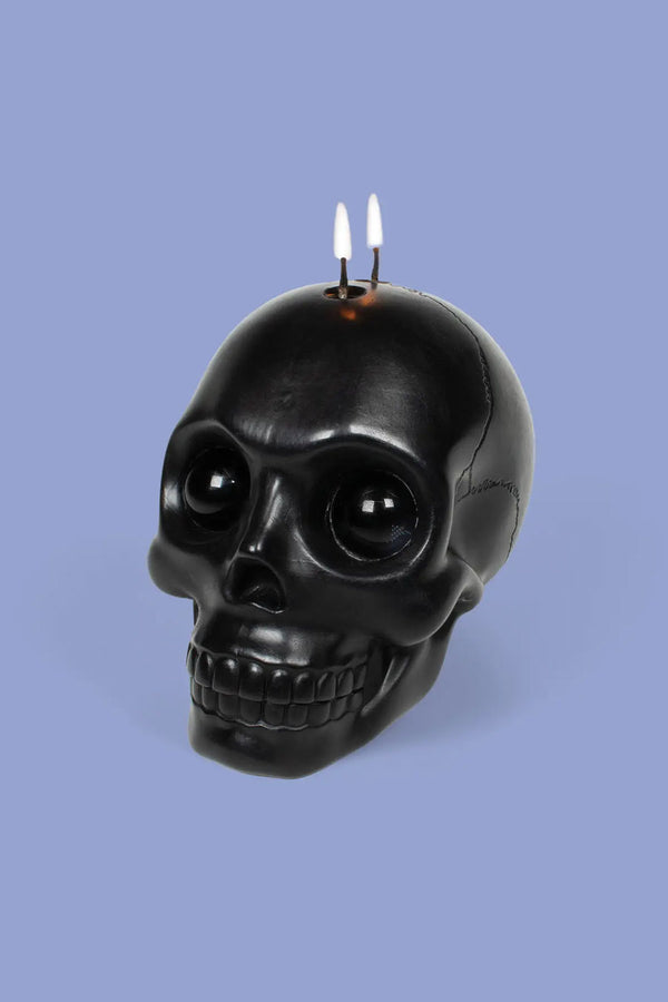 Skull Candle With Crystal Eyeballs - 20 Hr Burn, Black