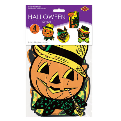 Halloween Cutouts, 8½"-9¼", 4 per package, Assortment varies