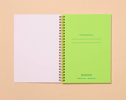 Letterpress A5 Lined Spiral Notebook—Toile Cats Pattern
