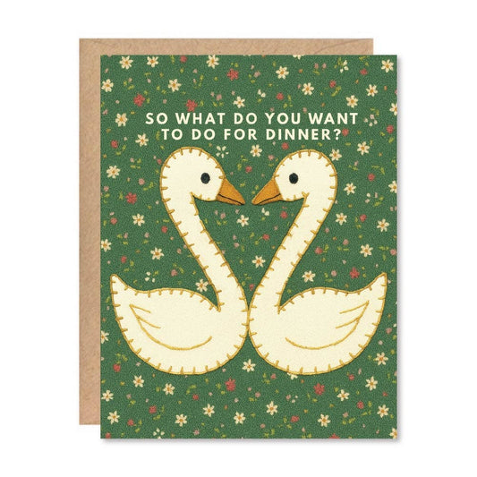 Greeting Card - Kissing Swans