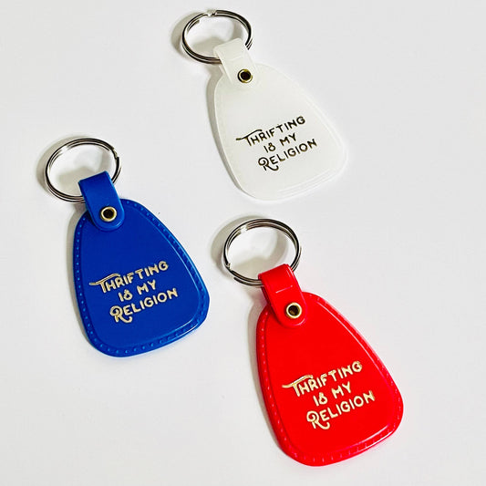 Thrifting is my religion Saddle Keychain (Glow in the dark)