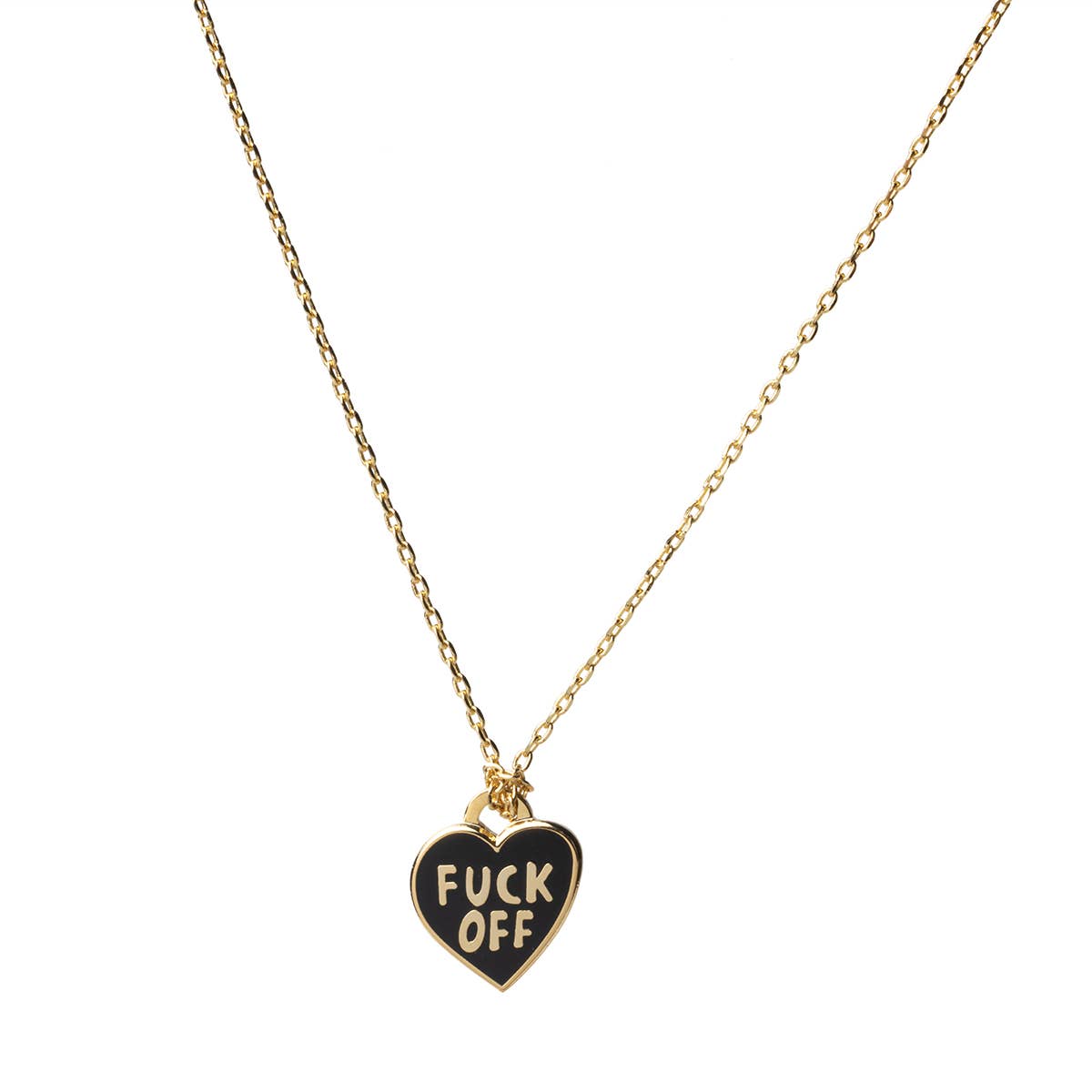 F*ck Off Heart Pendant Necklace | Gold Enamel