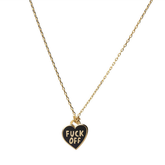F*ck Off Heart Pendant Necklace | Gold Enamel