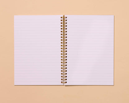 Letterpress A5 Lined Spiral Notebook—Toile Cats Pattern
