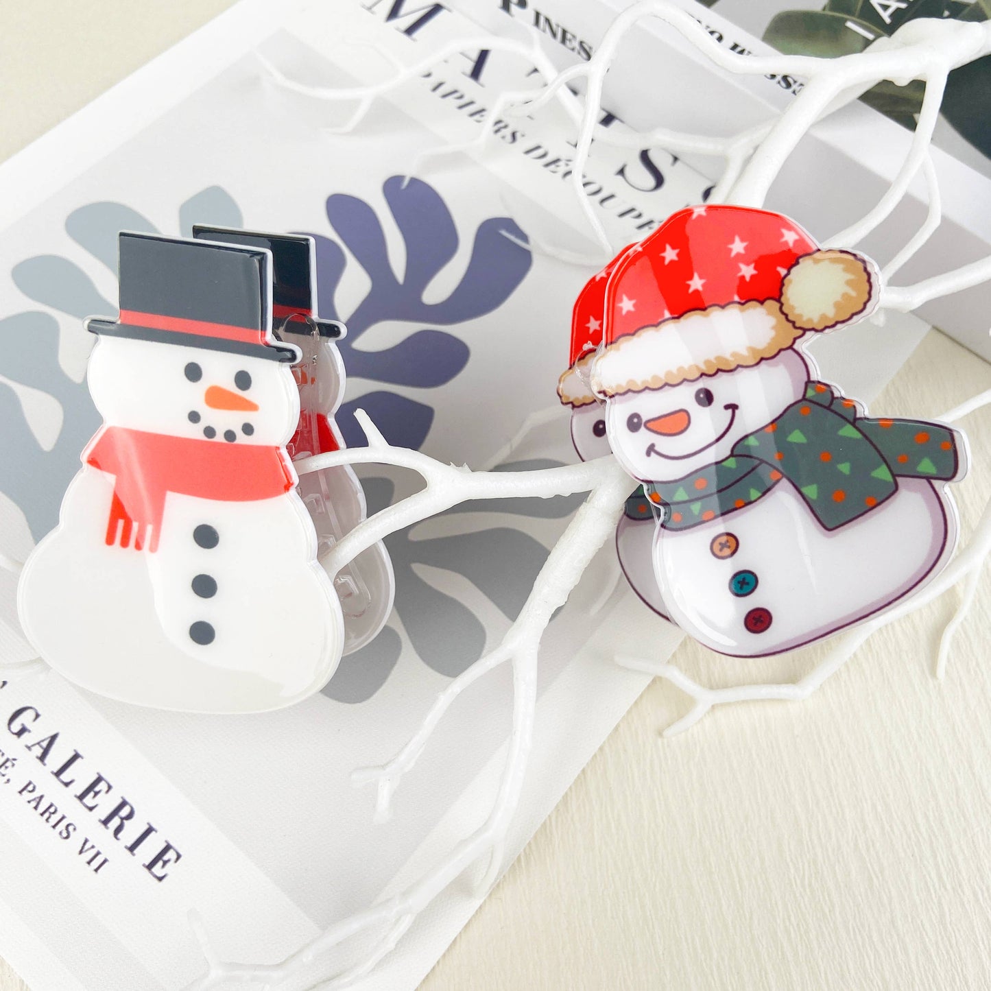 Snowman Hair Claw Clip
