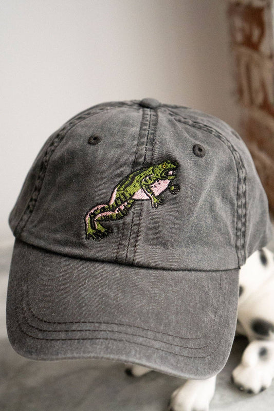 Jumpy Frog Dad Hat | Embroidered Dad Hat: Vintage Black