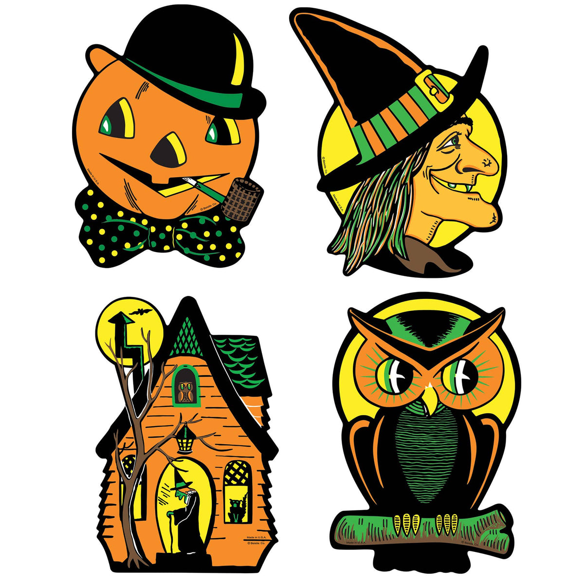 Halloween Cutouts, 8½"-9¼", 4 per package, Assortment varies