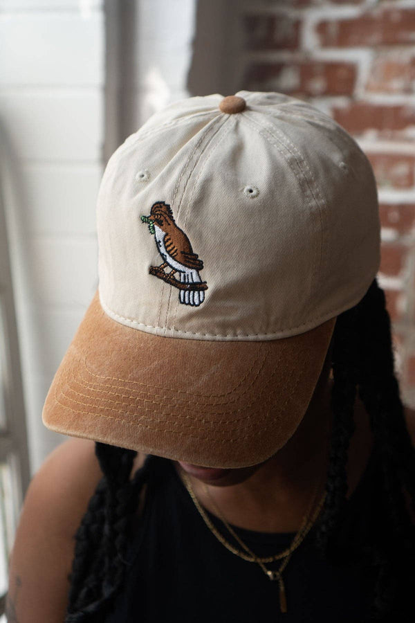 Bird Treat Two-Tone Dad Hat: Cream / Brown