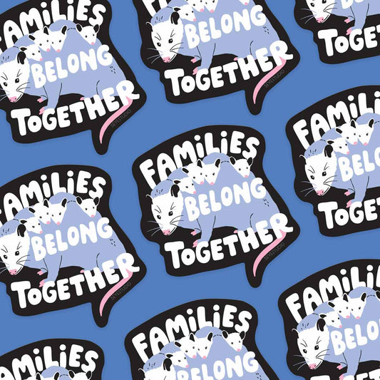 Families Belong Together Opossum Vinyl Sticker