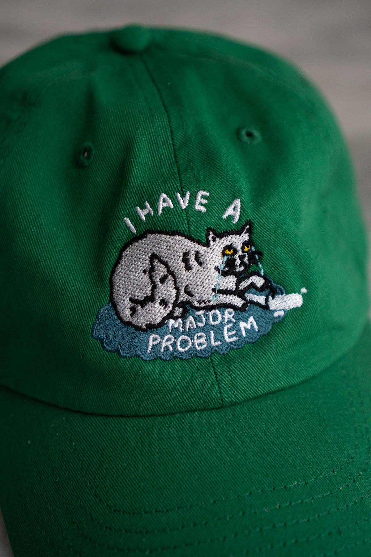 Major Problem Front & Back Hat | Embroidered Dad Hat: Kelly Green