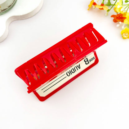 Retro Red Cassette Acetate Hair Claw Clip