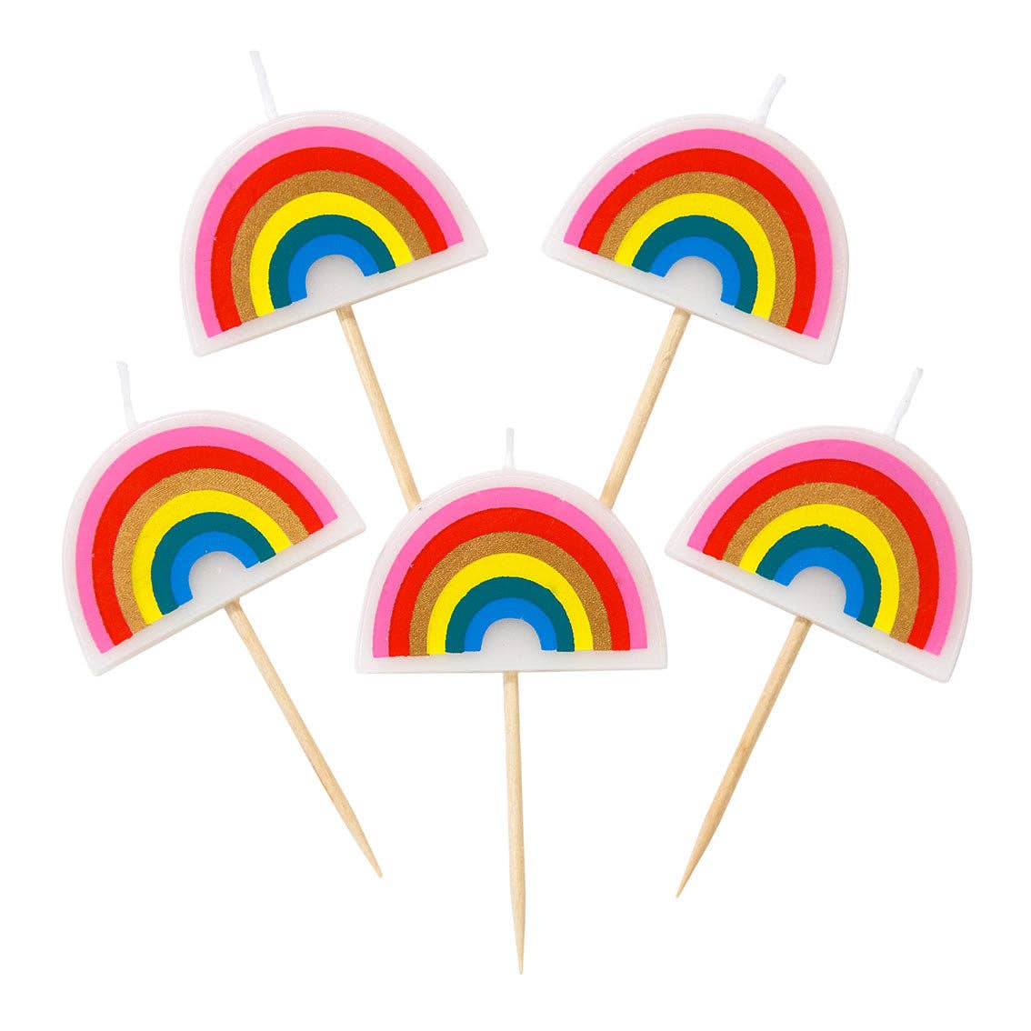 Rainbow Shaped Birthday Candles - 5 Pack
