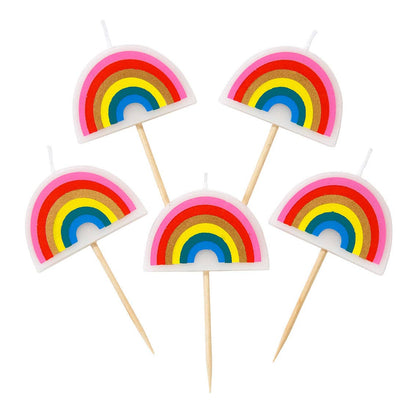 Rainbow Shaped Birthday Candles - 5 Pack