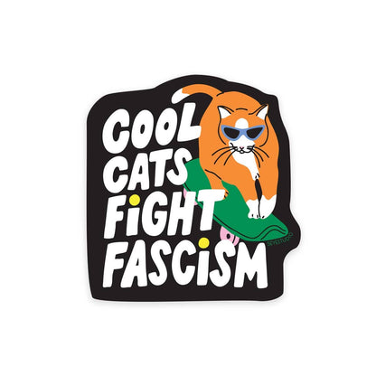 Cool Cats Fight Fascism Vinyl Sticker