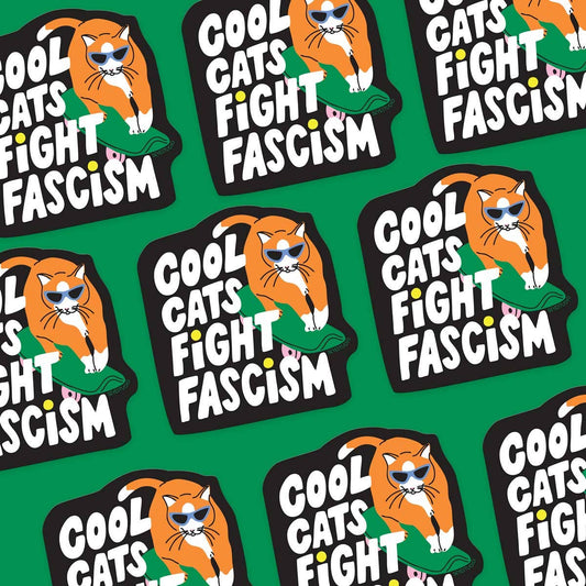 Cool Cats Fight Fascism Vinyl Sticker