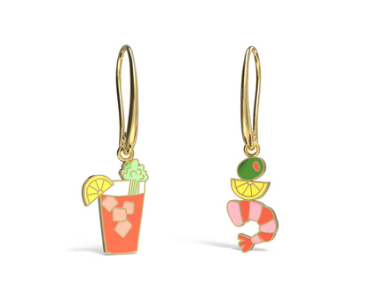 Bloody Mary Earrings - Gold Statement Alcohol Jewelry