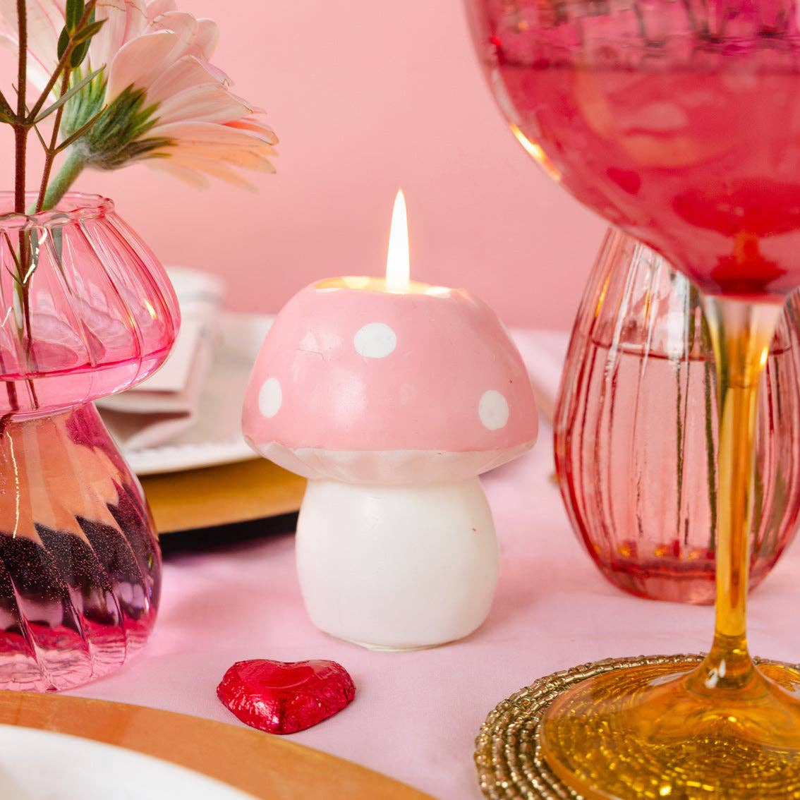 Pink Mushroom Candle