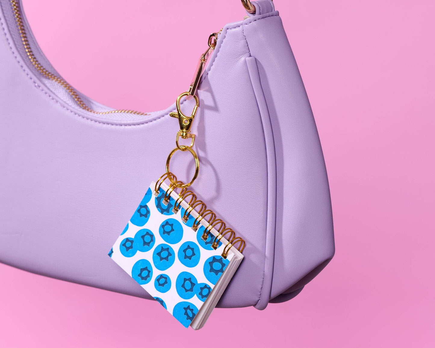 Letterpress Mini Notebook Bag Charm—Blueberry