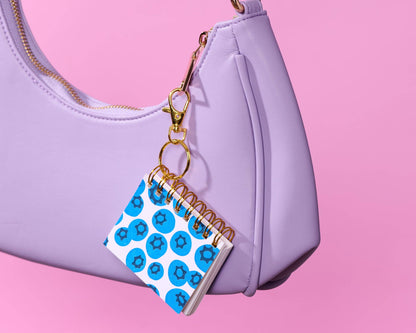 Letterpress Mini Notebook Bag Charm—Blueberry