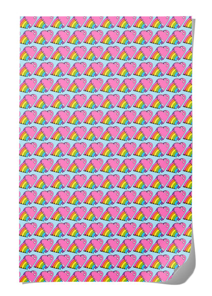 Rainbow Hearts wrapping paper