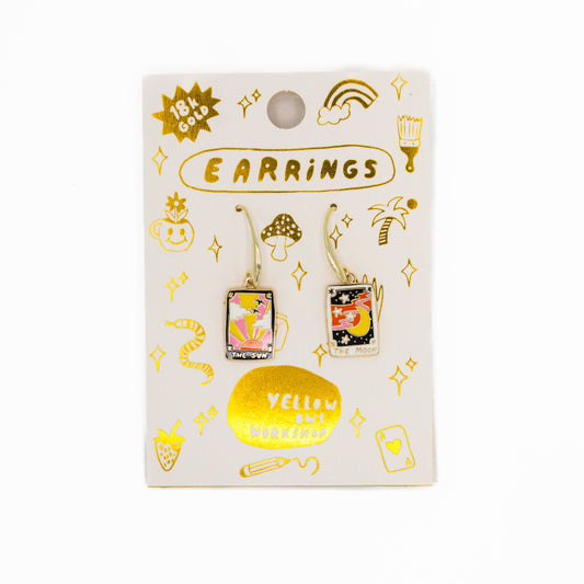 Sun & Moon Tarot Earrings - Gold Psychic Statement Jewelry