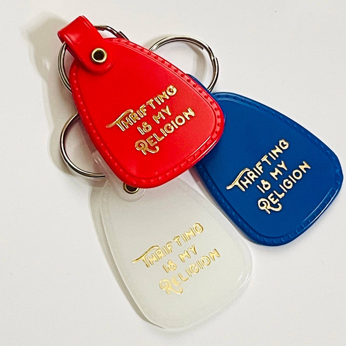 Thrifting is my religion Saddle Keychain (Glow in the dark)