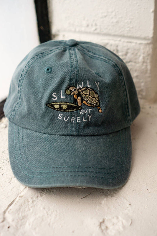 Slowly Turtle Hat | Embroidered Dad Hat: Olive Drab