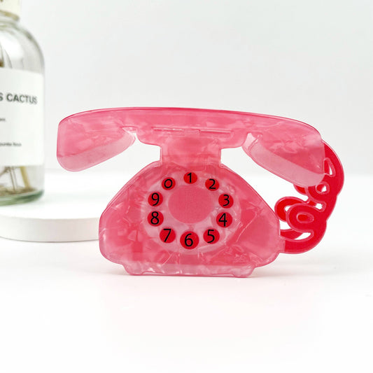 Retro Telephone Acrylic Hair Claw Clip