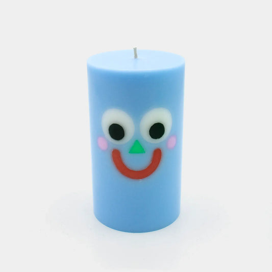 Moodz™ -  Happy Pillar Face Candle - Blue
