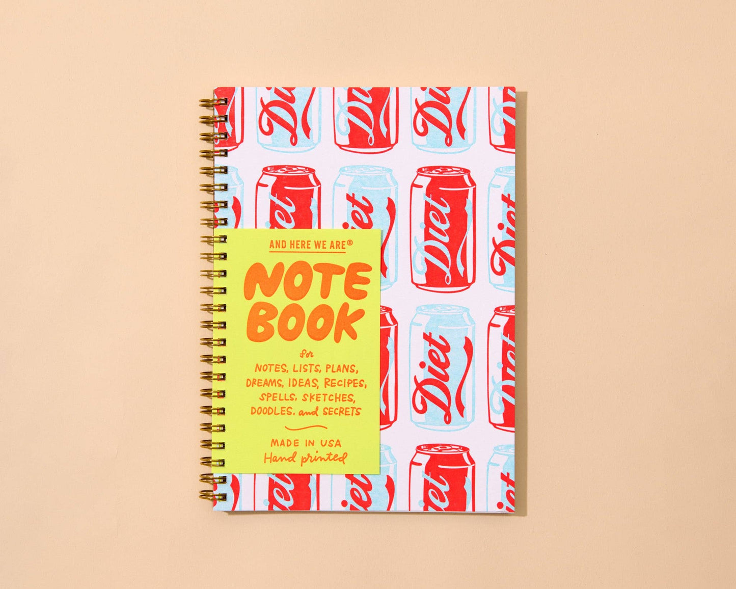 Letterpress A5 Lined Spiral Notebook—Diet Soda