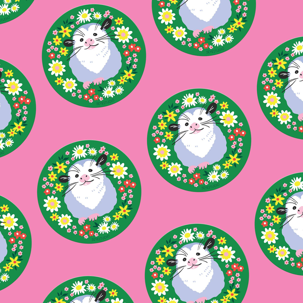 Wildflower Opossum Sticker