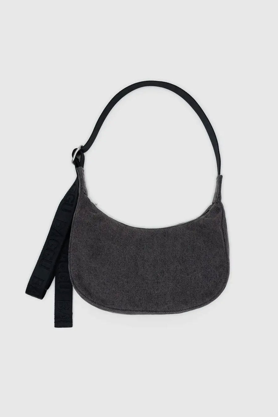 Small Denim Crescent Bag - Washed Black Denim