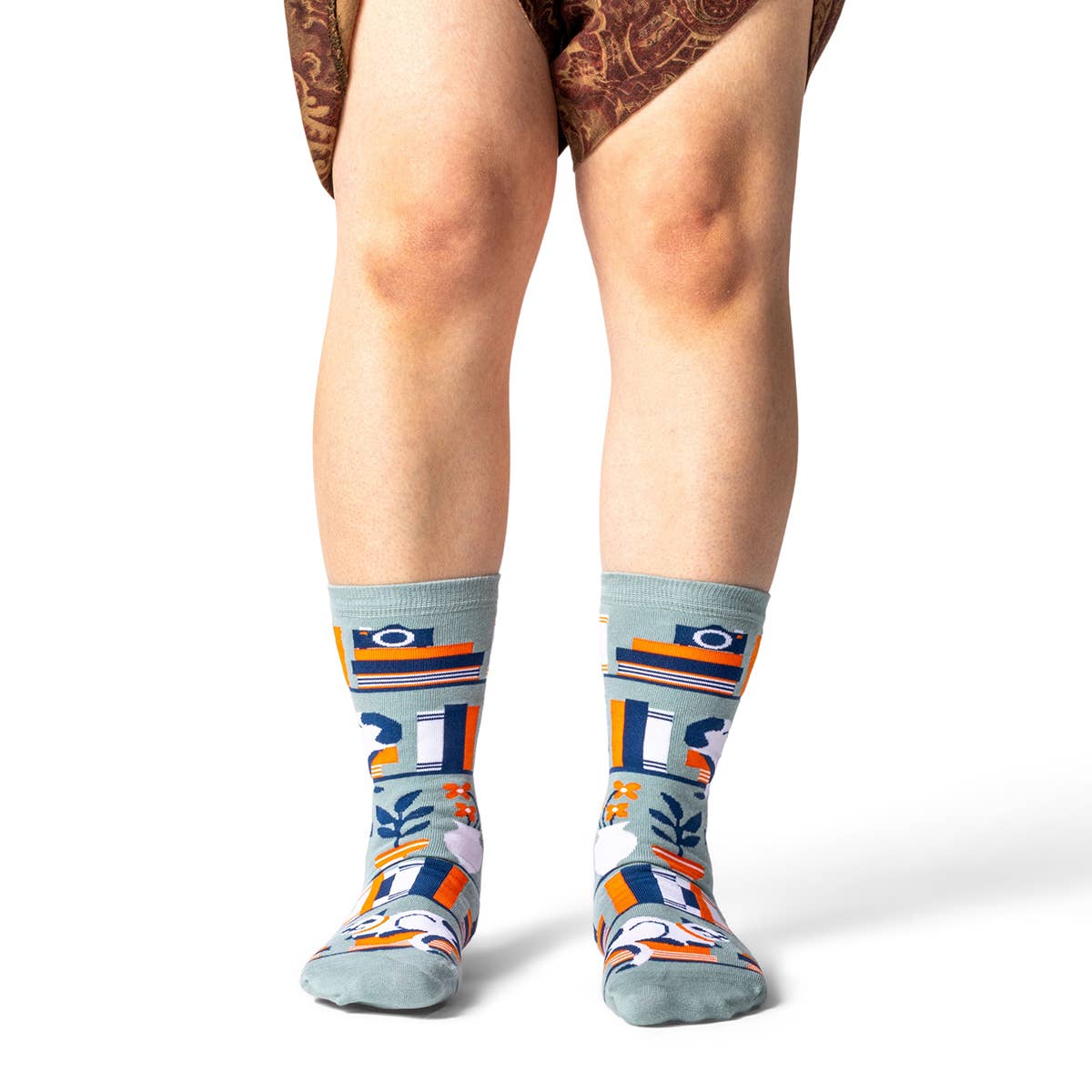 Bookshelf Socks - Book Crew Socks for Book Lovers - Small