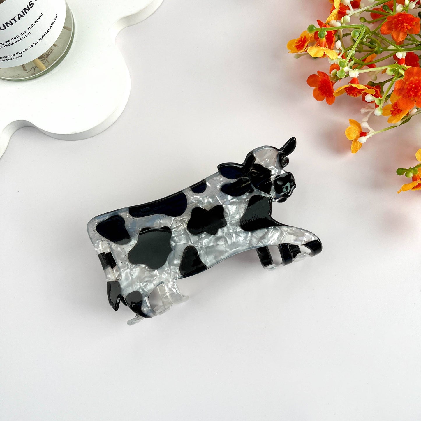Cow Animal Hair Claw Clip
