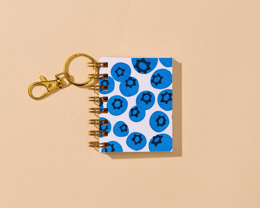 Letterpress Mini Notebook Bag Charm—Blueberry
