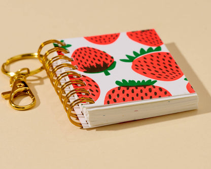 Letterpress Mini Notebook Bag Charm—Strawberry