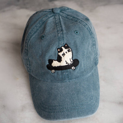 Overreact Front & Back Hat | Embroidered Dad Hat: Vintage Teal