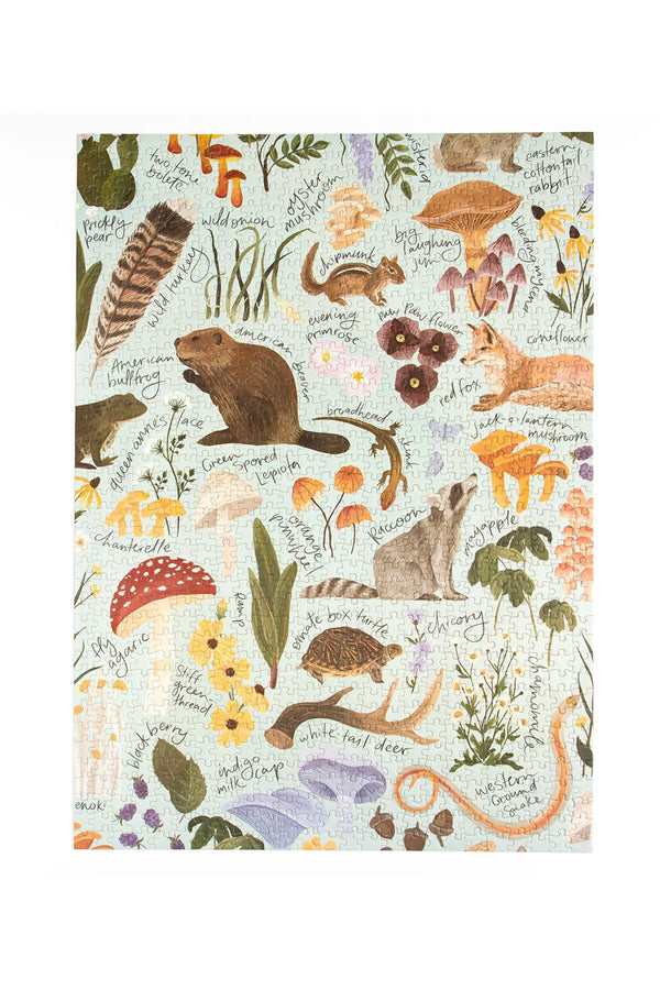 1000 piece jigsaw puzzle of wild animals and plant life.